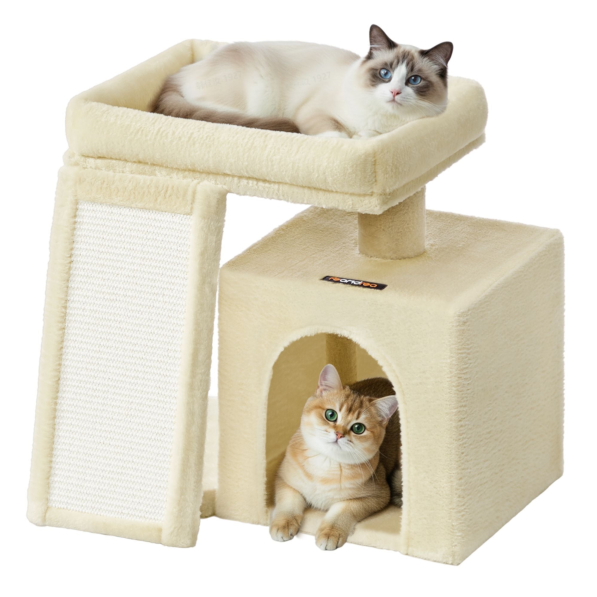 Cat Tree Condo With Ramp Small Cat Tower With Scratching Board