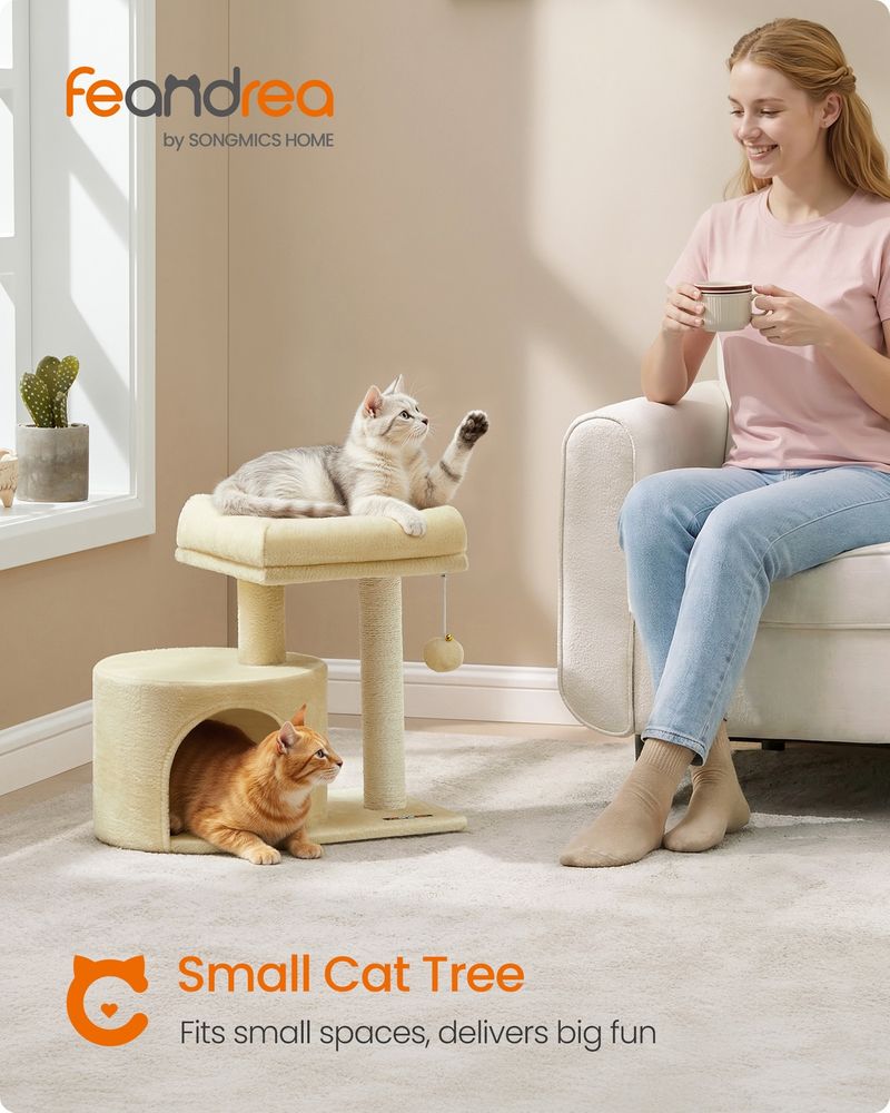 Cat Tower With Sisal Scratching Post Cat Condo With Perch and Cave