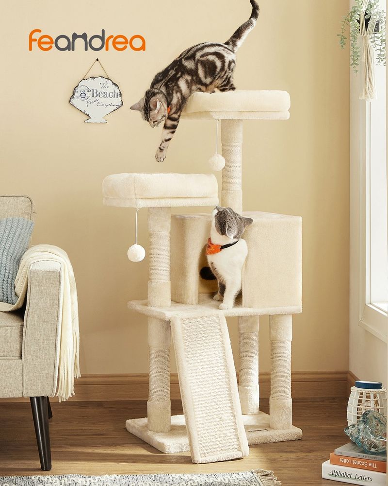 45 Inch Cat Condo With Scratching Post Multi Level Cat Tree
