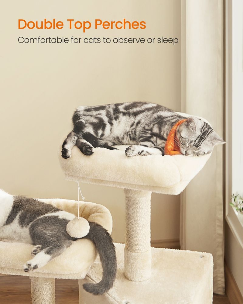 45 Inch Cat Condo With Scratching Post Multi Level Cat Tree