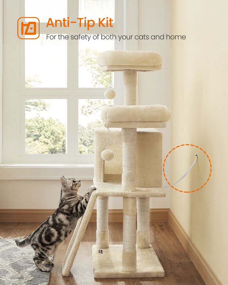 45 Inch Cat Condo With Scratching Post Multi Level Cat Tree