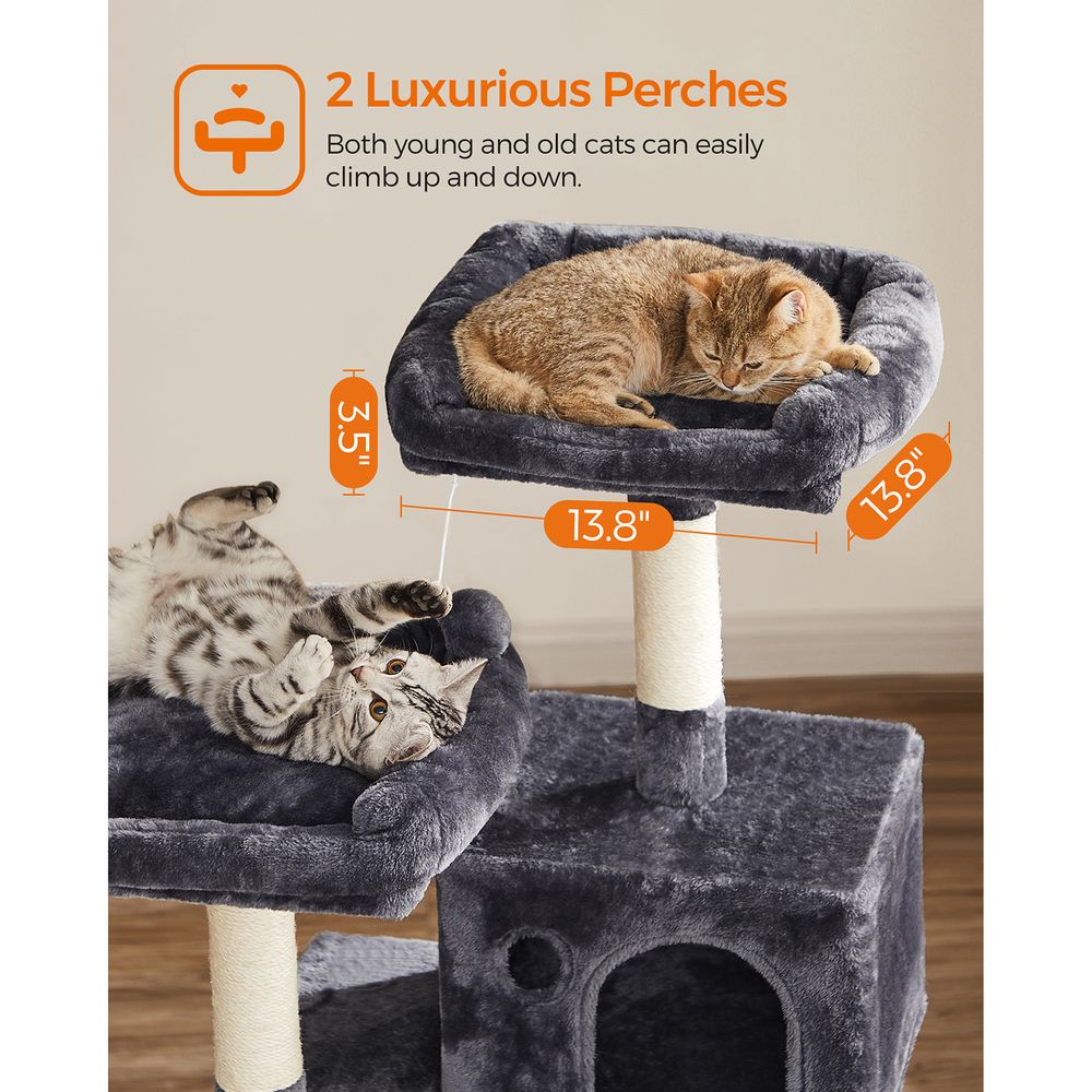 Cat Tree - 56.3 Inch - Scratching Posts Hammock Plush Perch