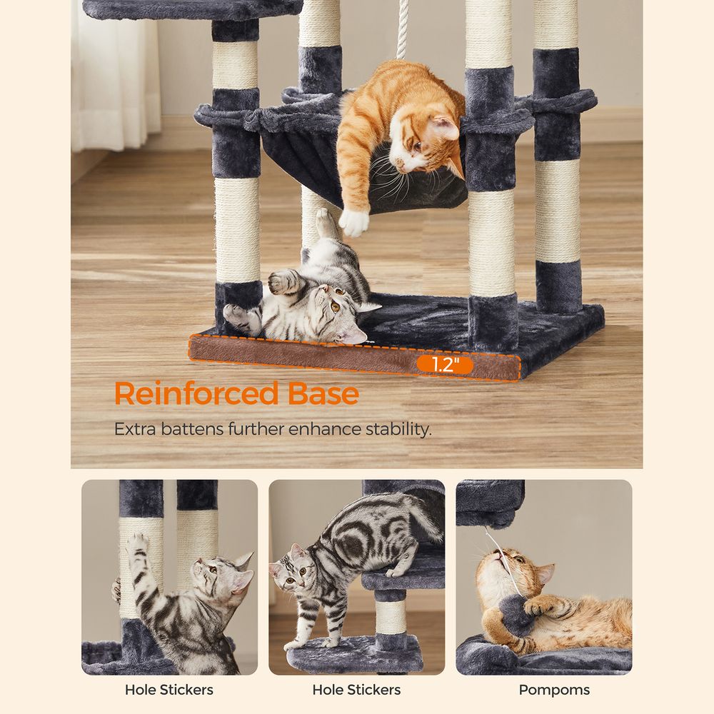 Cat Tree - 56.3 Inch - Scratching Posts Hammock Plush Perch