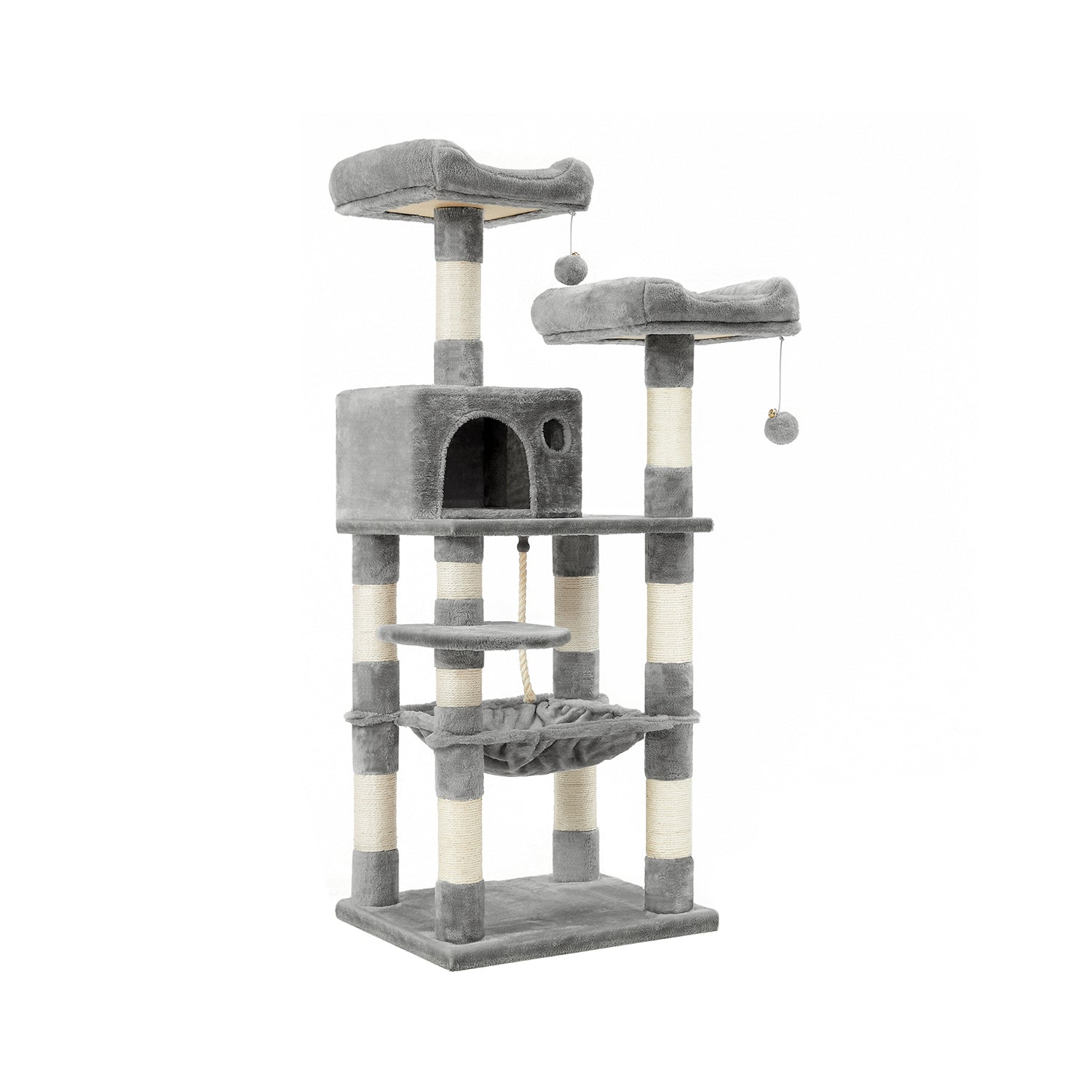 Cat Tree - 56.3 Inch - Scratching Posts Hammock Plush Perch