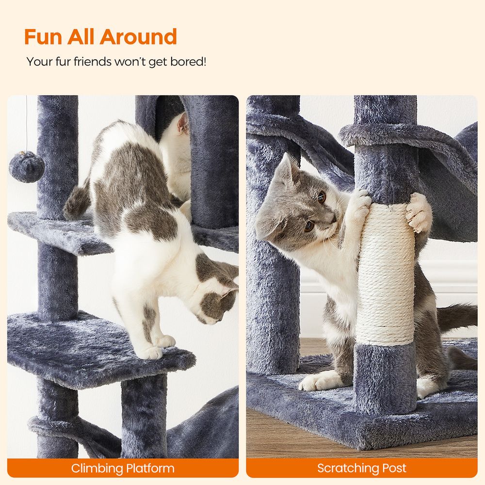 Cat Tower - Indoor Cat Tree - Scratching Posts Perches Hammock