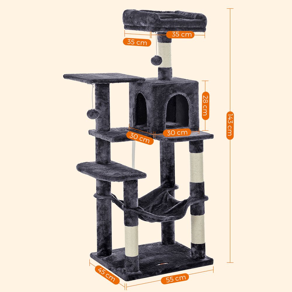 Cat Tower - Indoor Cat Tree - Scratching Posts Perches Hammock
