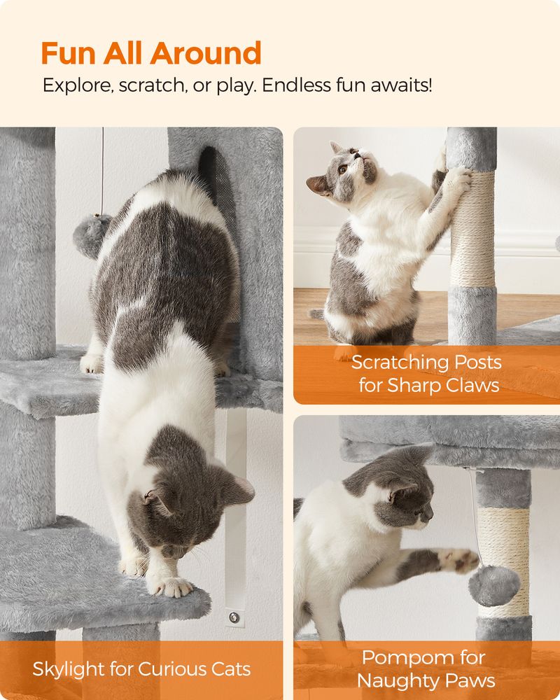 Cat Tower - Indoor Cat Tree - Scratching Posts Perches Hammock