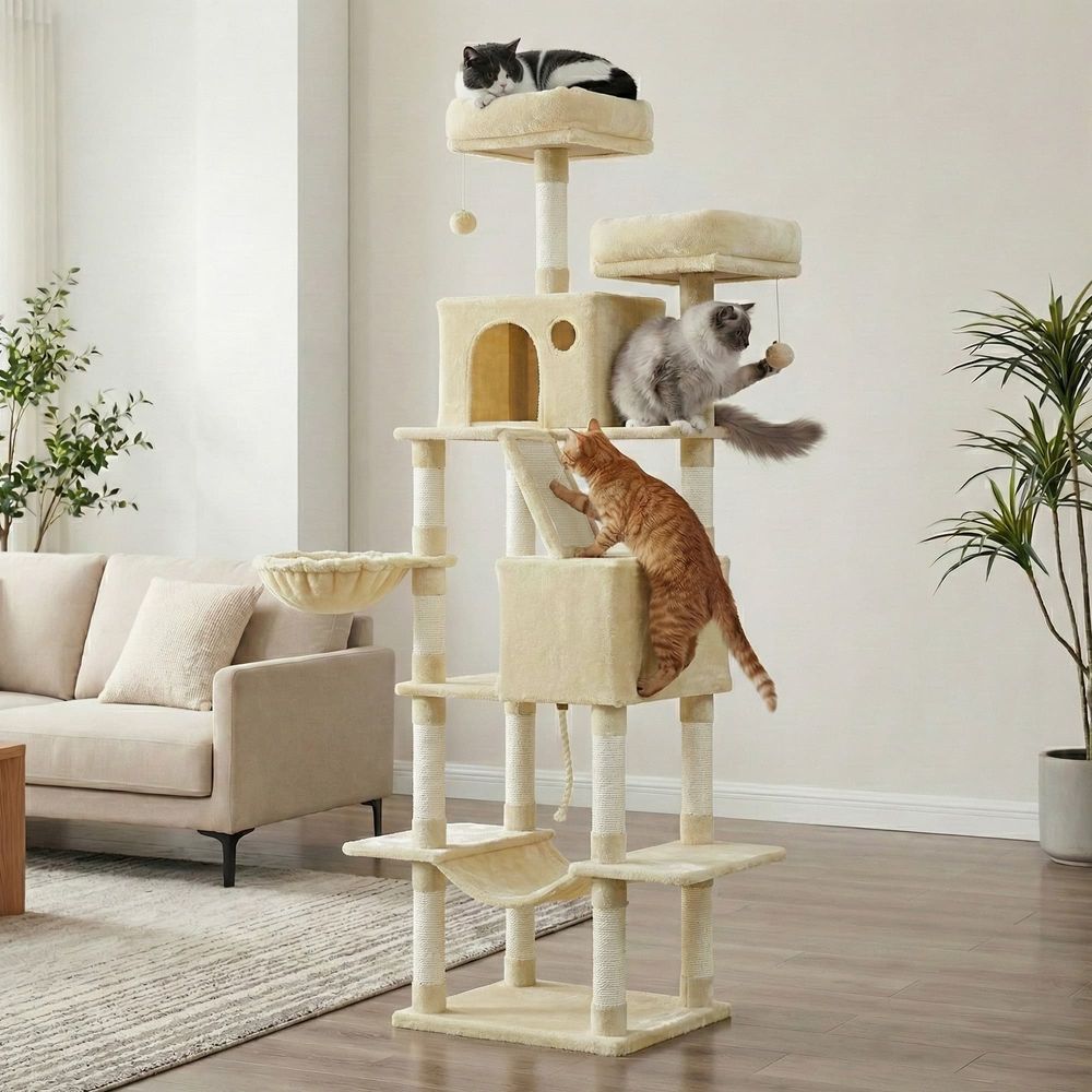 81 Inch Cat Tree With Scratching Posts Hammock Perches Multi Level Tower