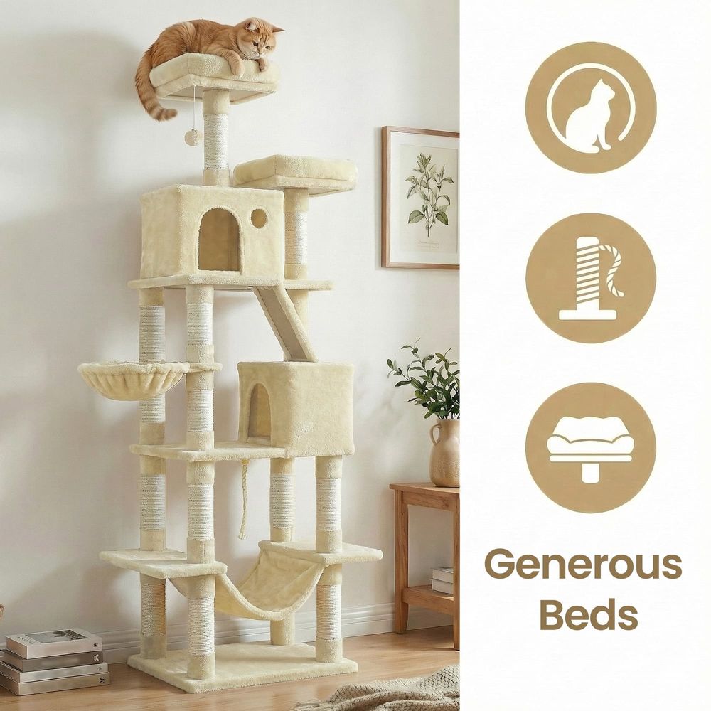 81 Inch Cat Tree With Scratching Posts Hammock Perches Multi Level Tower