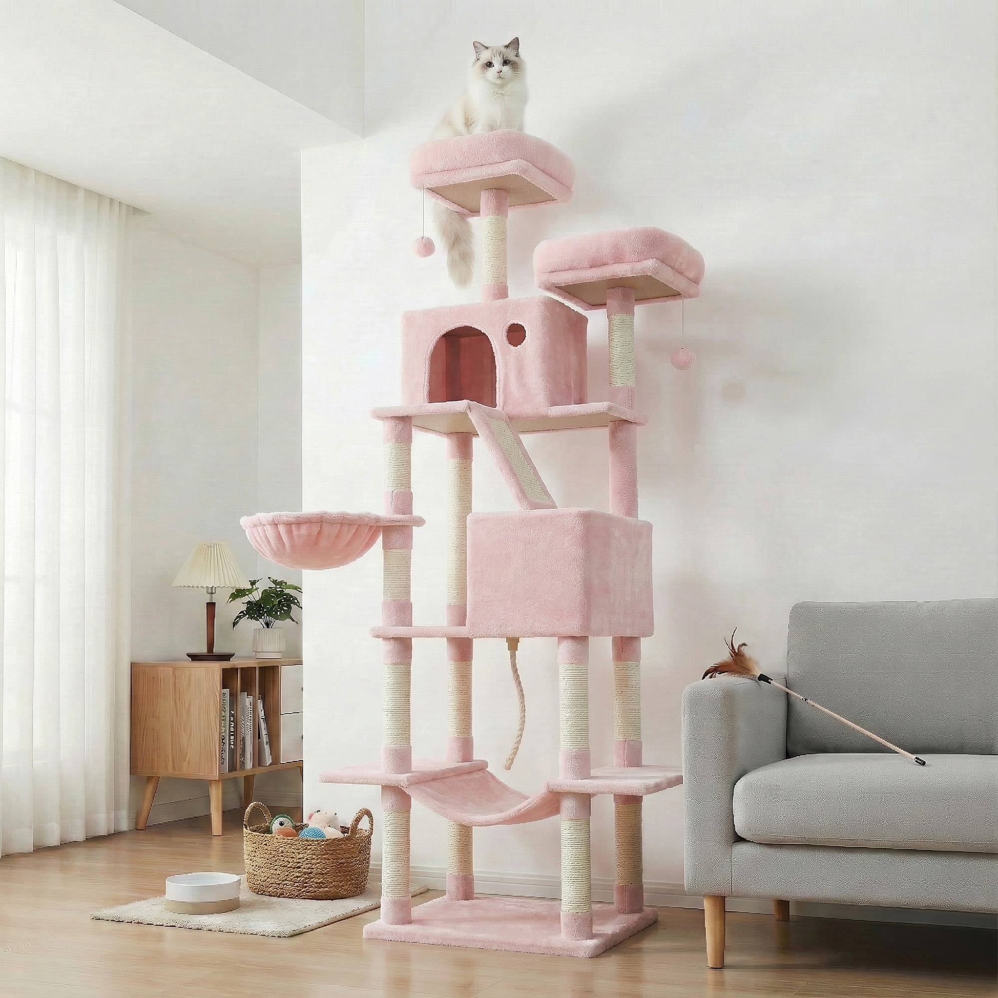81 Inch Cat Tree With Scratching Posts Hammock Perches Multi Level Tower