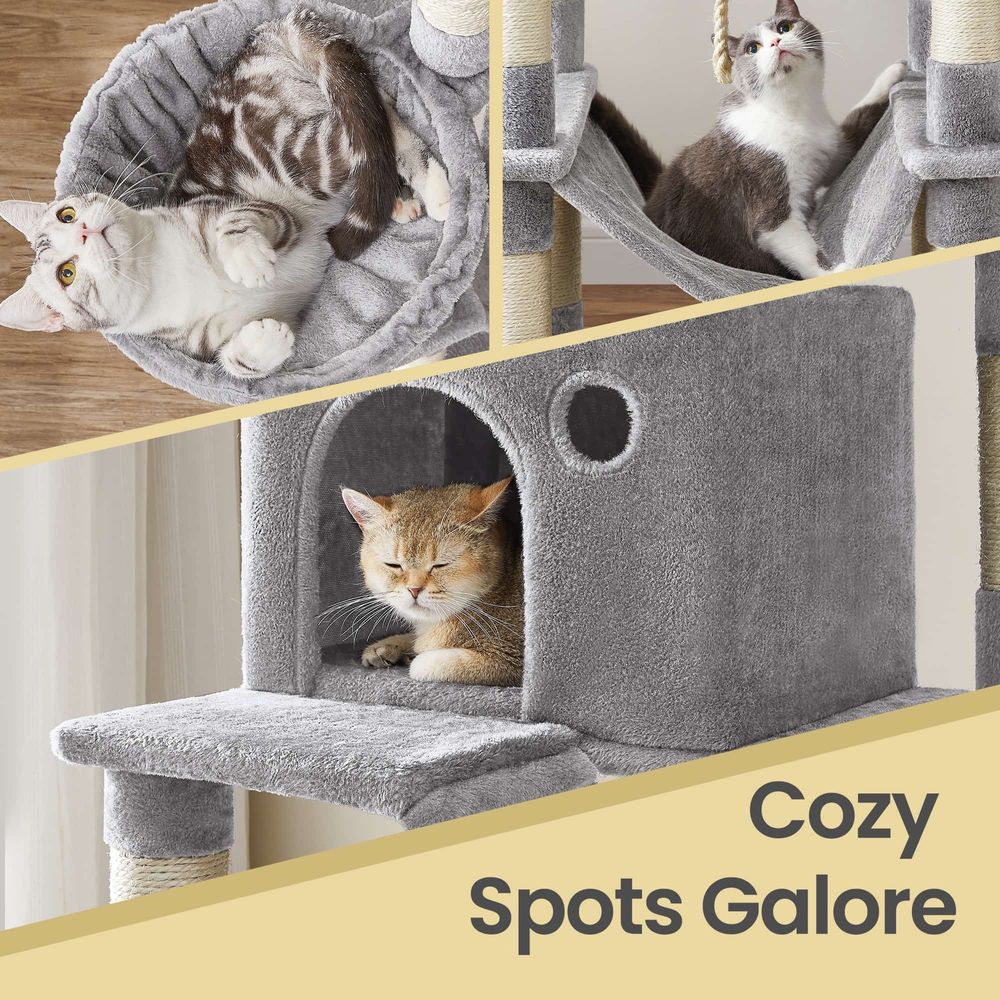 81 Inch Cat Tree With Scratching Posts Hammock Perches Multi Level Tower