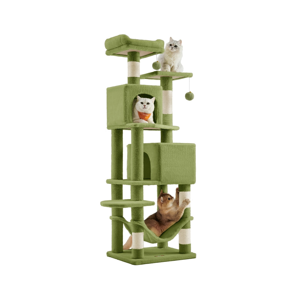 61 Inch Cat Tree With Scratching Posts Multi Level Cat Tower With Caves
