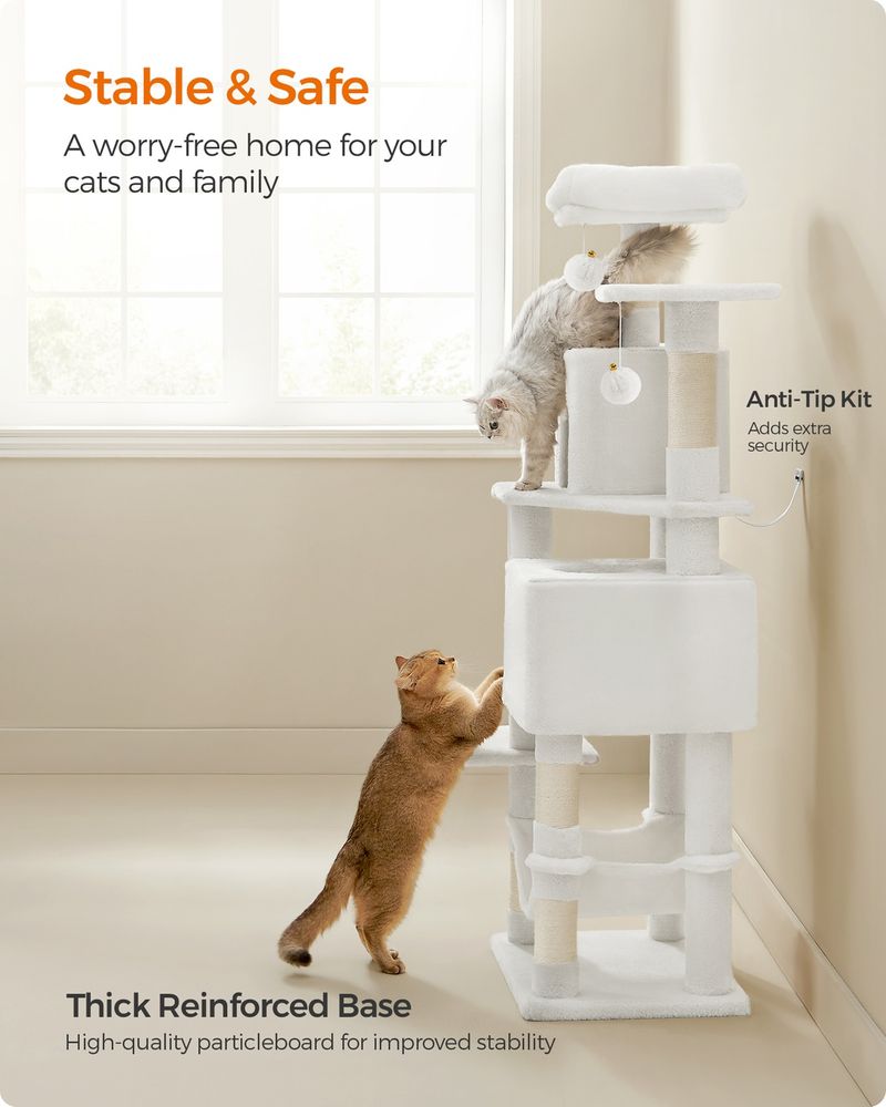 61 Inch Cat Tree With Scratching Posts Multi Level Cat Tower With Caves
