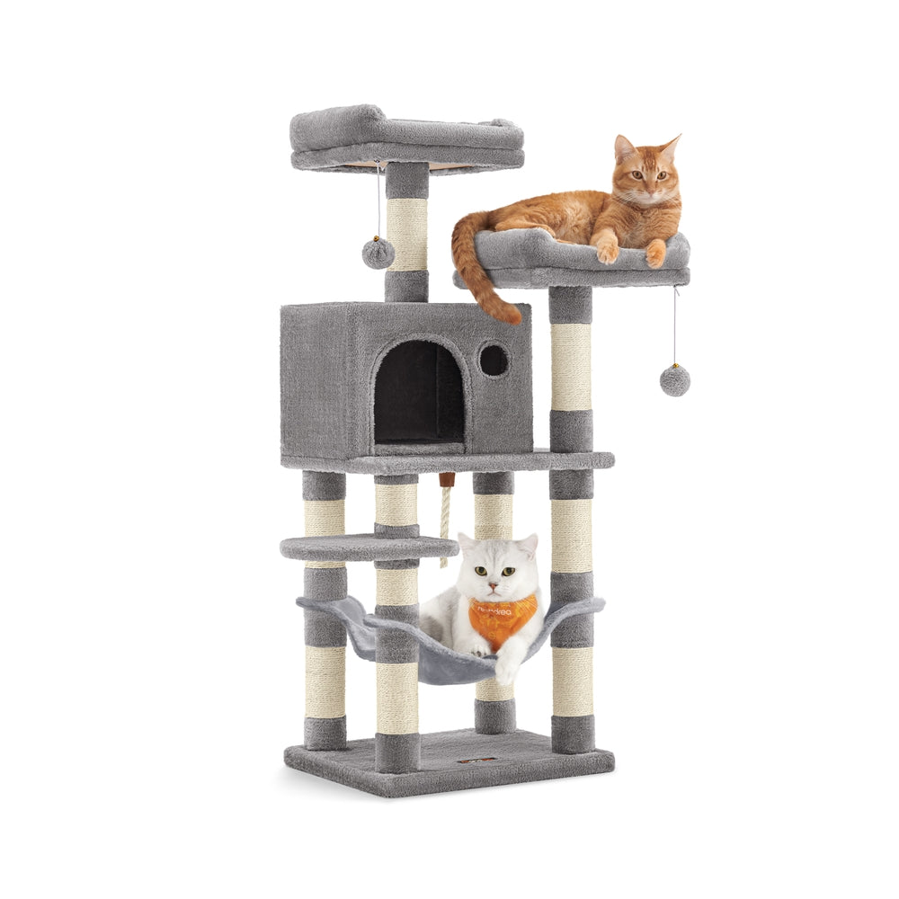44 Inch Cat Tower Multi Level Cat Condo With Scratching Posts Hammock
