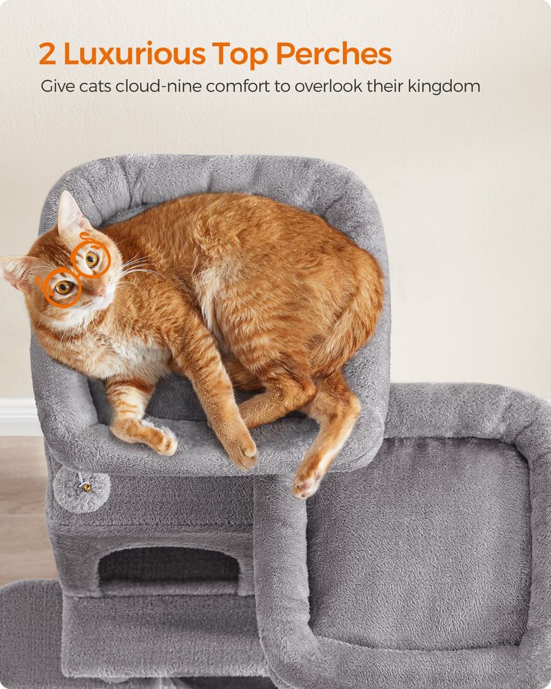 44 Inch Cat Tower Multi Level Cat Condo With Scratching Posts Hammock