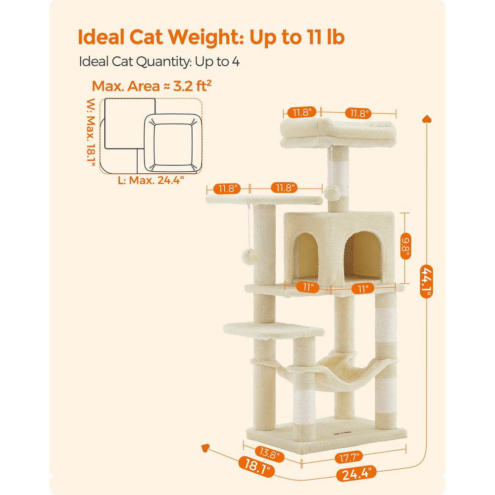 Cat Tower - Indoor Cat Tree - Scratching Posts Perches Hammock