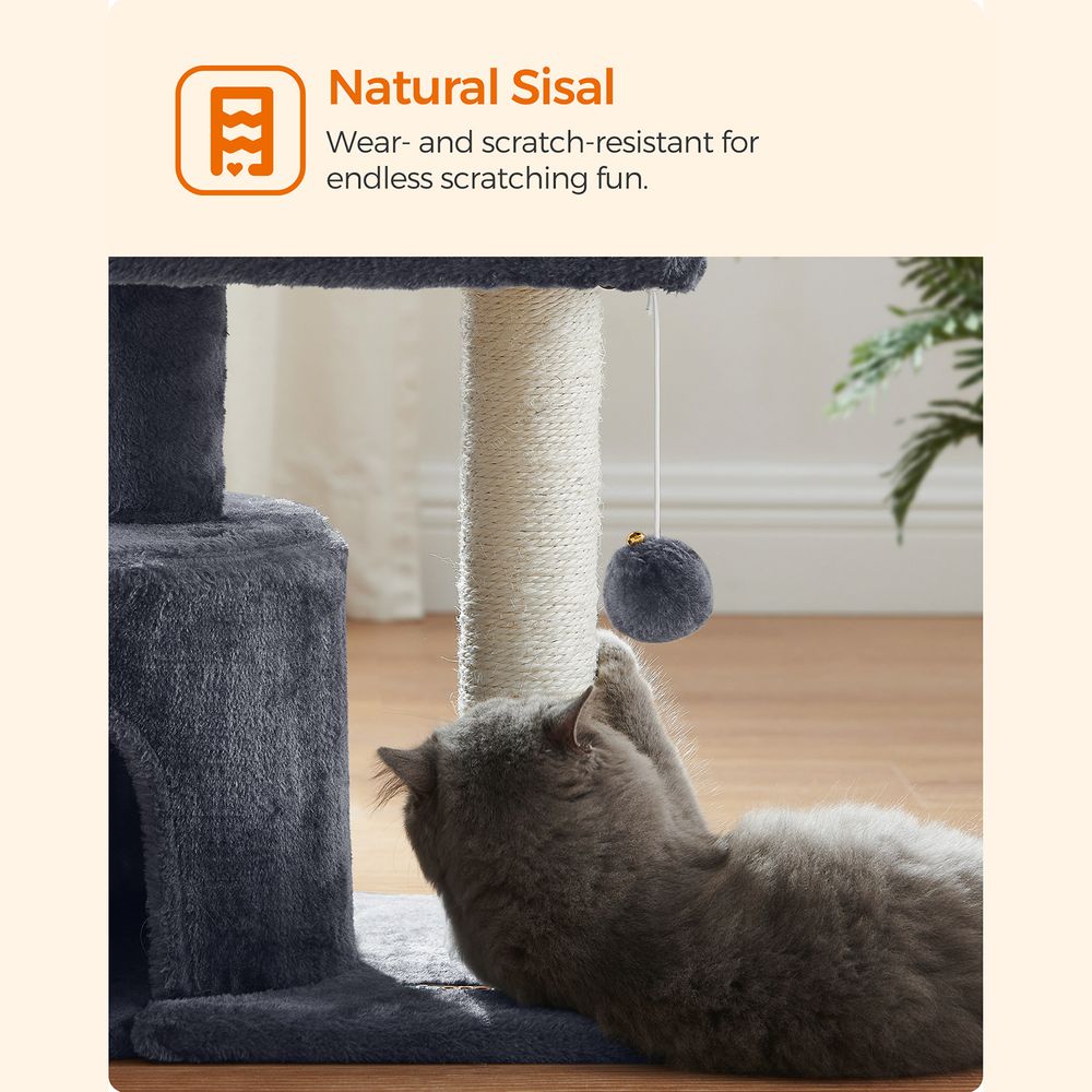Cat Tower With Sisal Scratching Post Cat Condo With Perch and Cave