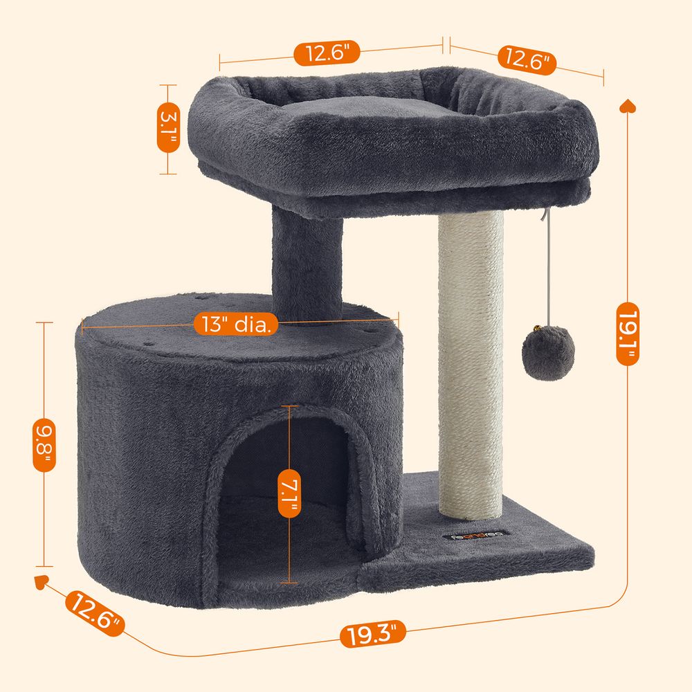 Cat Tower With Sisal Scratching Post Cat Condo With Perch and Cave