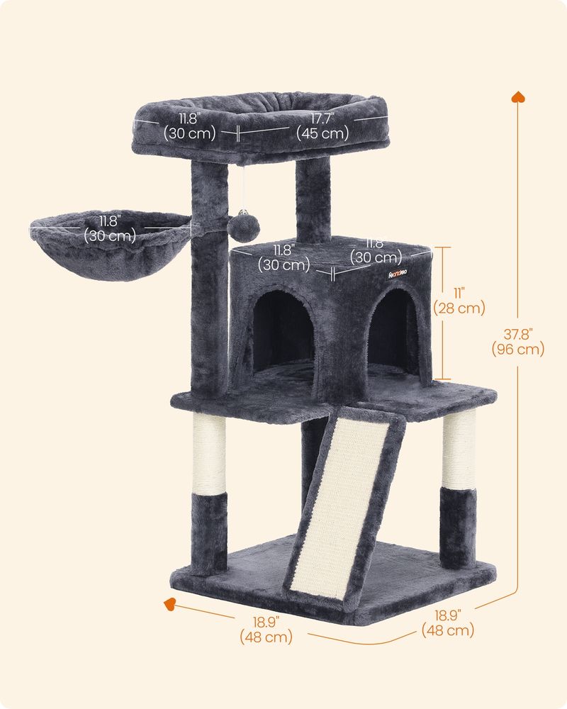Small Cat Tower With Large Perch Scratching Ramp Cat Condo