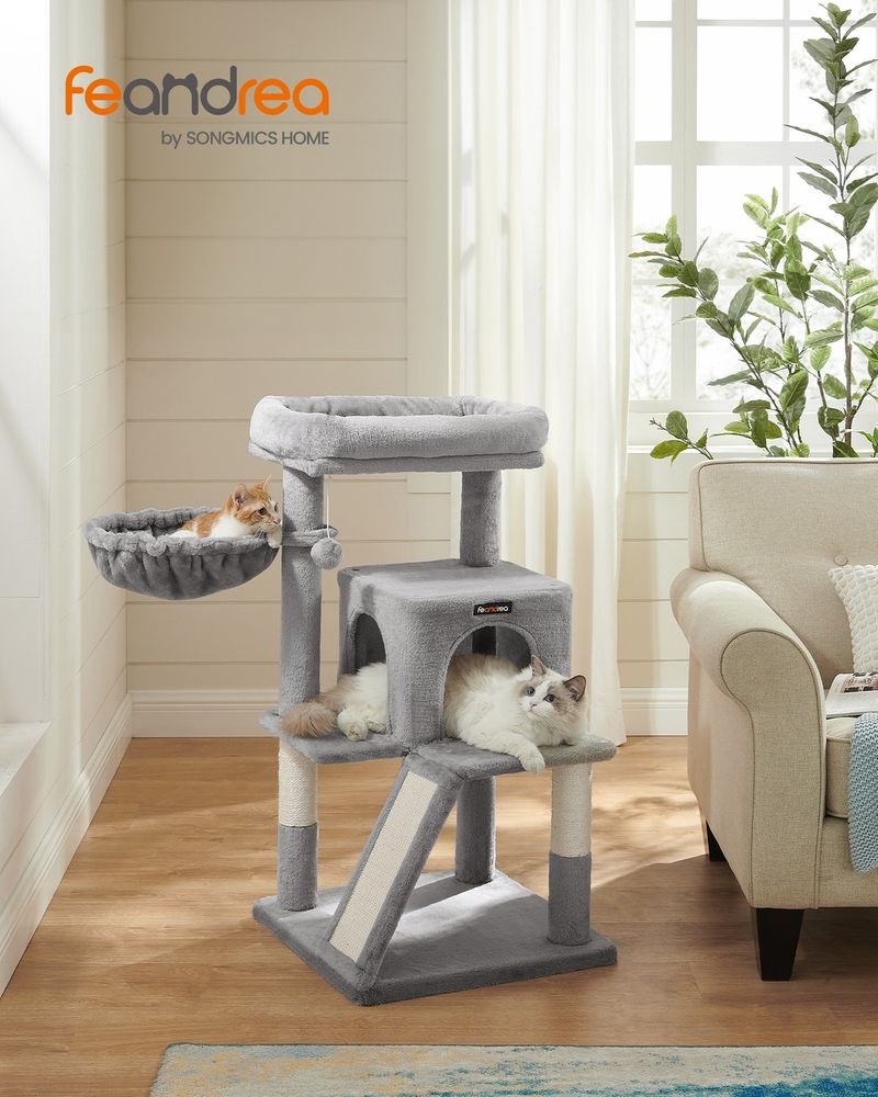 Small Cat Tower With Large Perch Scratching Ramp Cat Condo