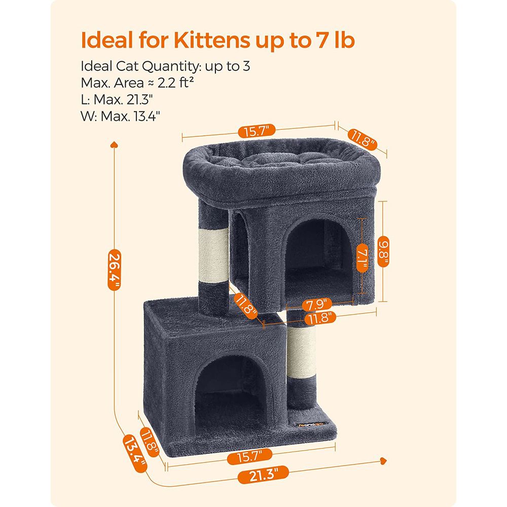 Cat Tower - 26.4 Inch - With 2 Cat Caves