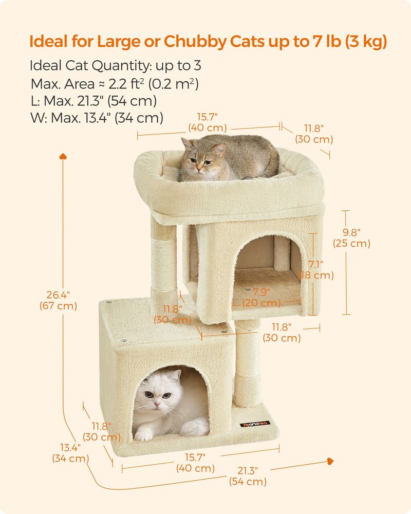 Cat Tower - 26.4 Inch - With 2 Cat Caves