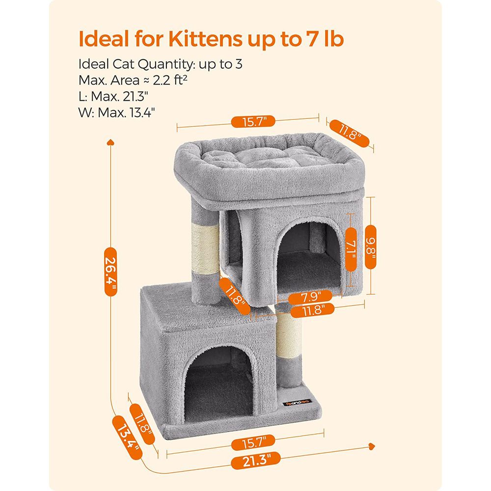 Cat Tower - 26.4 Inch - With 2 Cat Caves