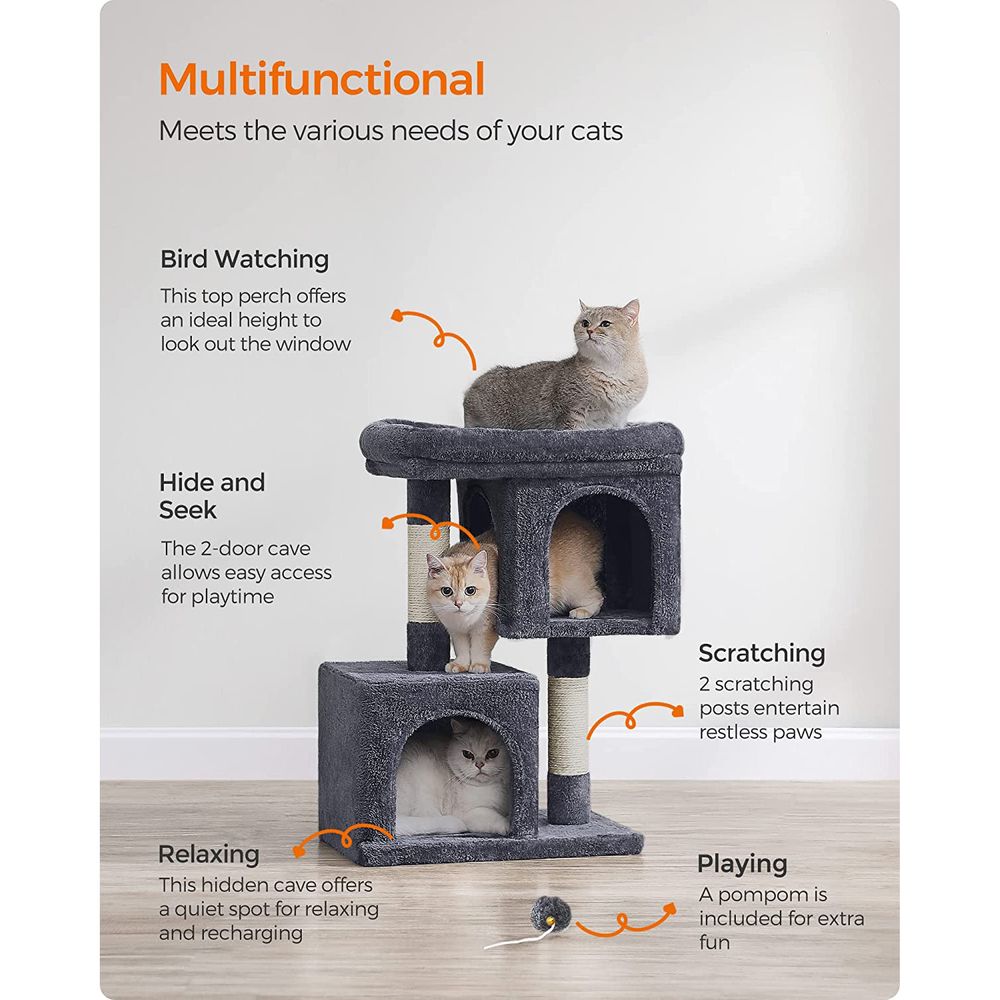 Cat Tower - 26.4 Inch - With 2 Cat Caves