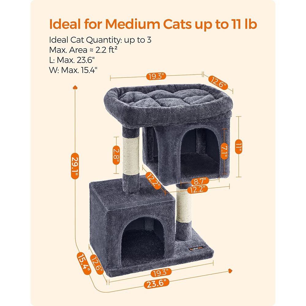 Cat Tower - 26.4 Inch - With 2 Cat Caves