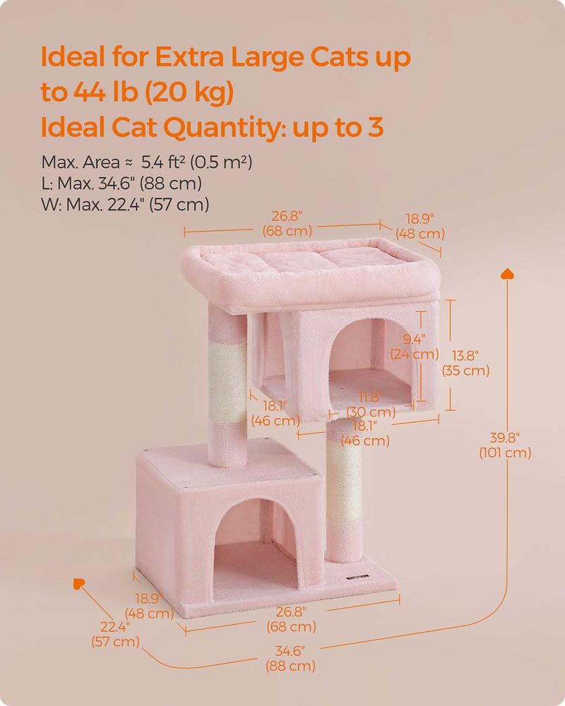 Cat Tower - 26.4 Inch - With 2 Cat Caves