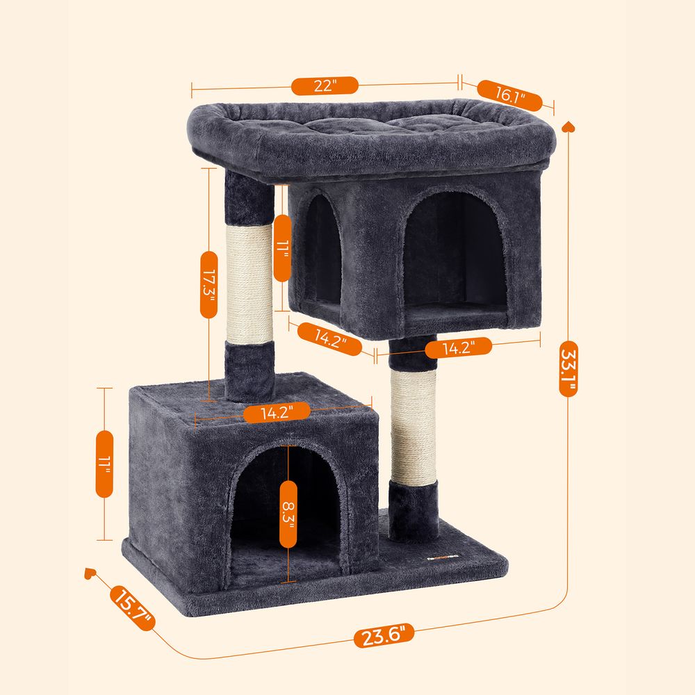 Cat Tower - 26.4 Inch - With 2 Cat Caves