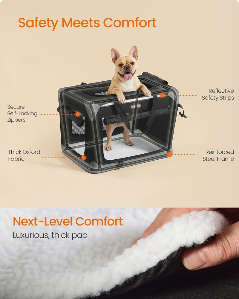 Collapsible Dog Crate Soft Sided Pet Travel Carrier With Mesh Doors