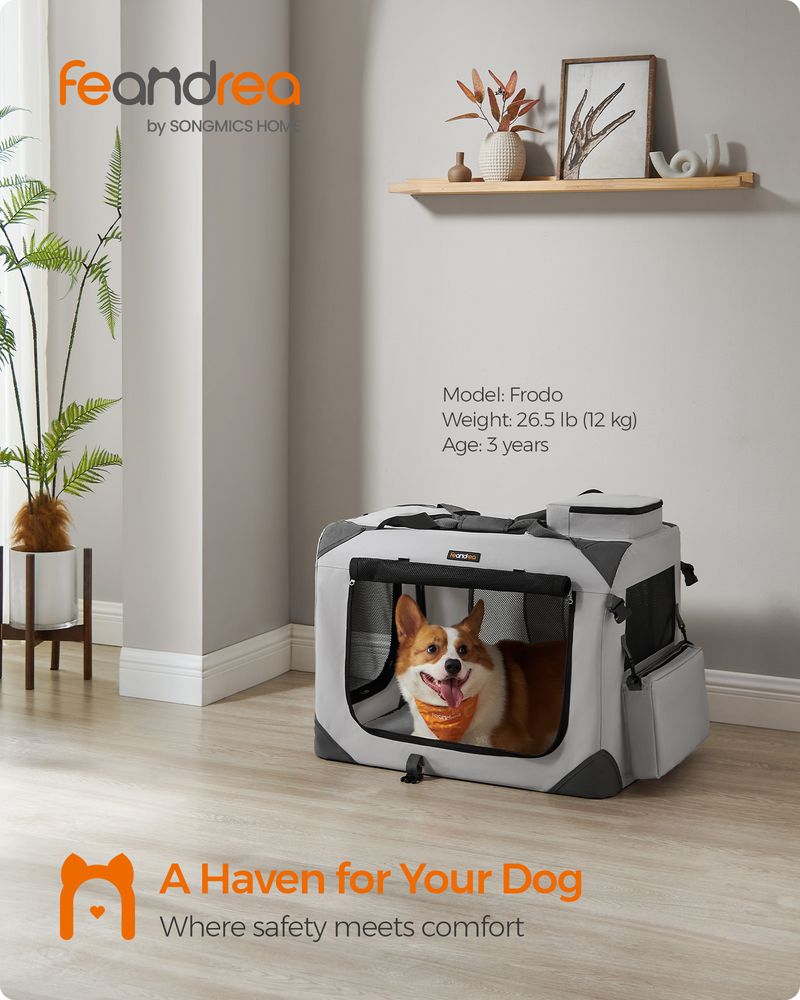 Dog Carrier Soft Sided Foldable Pet Travel Crate With Mesh Windows