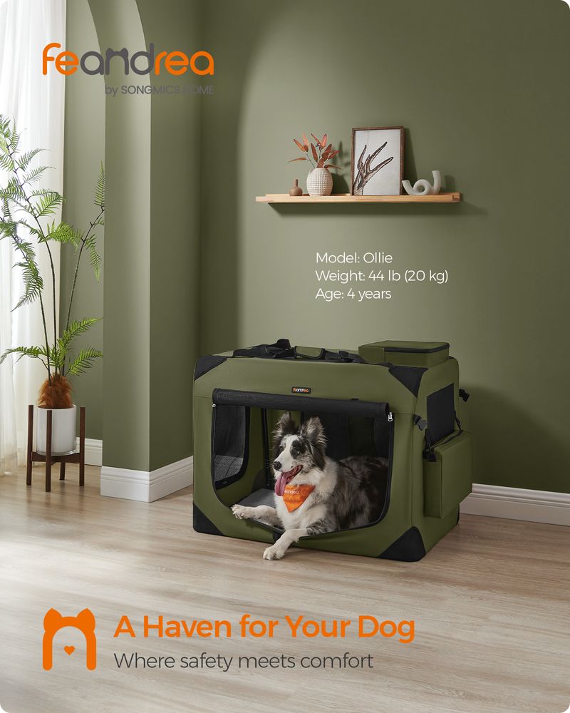 Dog Carrier Soft Sided Foldable Pet Travel Crate With Mesh Windows