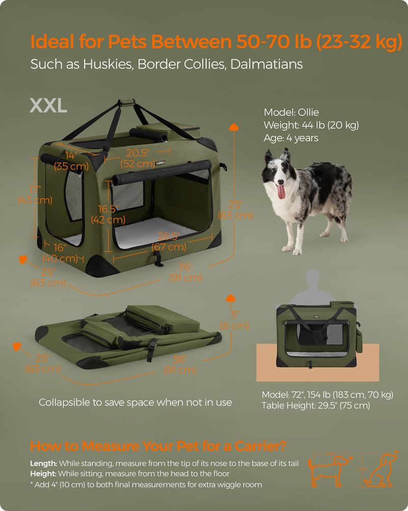 Dog Carrier Soft Sided Foldable Pet Travel Crate With Mesh Windows