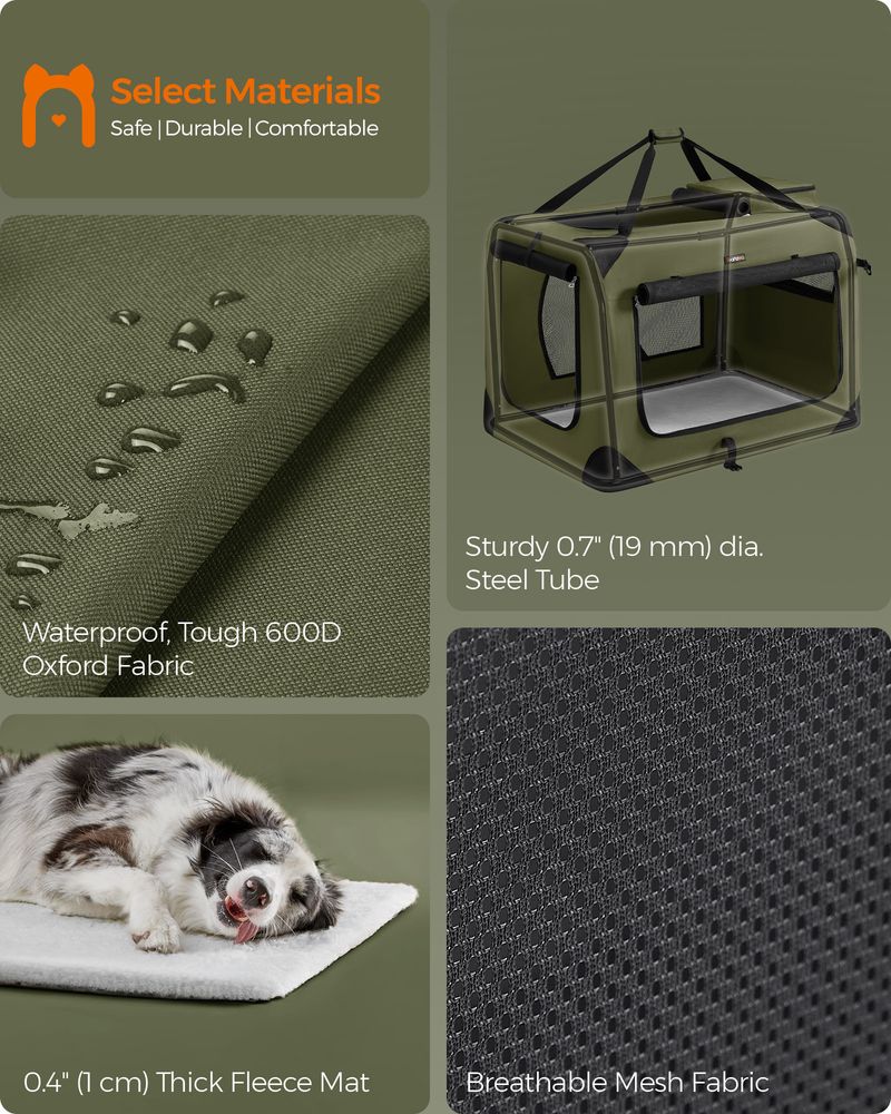 Dog Carrier Soft Sided Foldable Pet Travel Crate With Mesh Windows