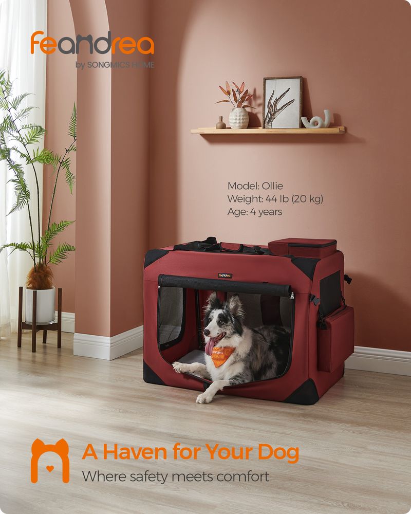 Dog Carrier Soft Sided Foldable Pet Travel Crate With Mesh Windows