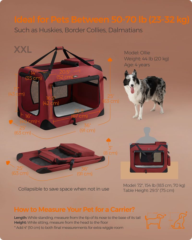 Dog Carrier Soft Sided Foldable Pet Travel Crate With Mesh Windows
