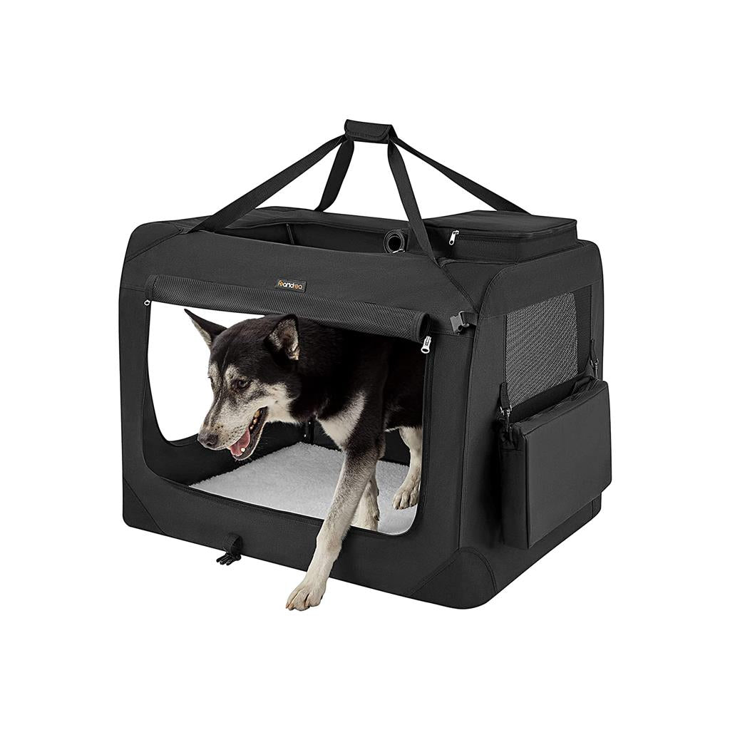 Dog Carrier Soft Sided Foldable Pet Travel Crate With Mesh Windows
