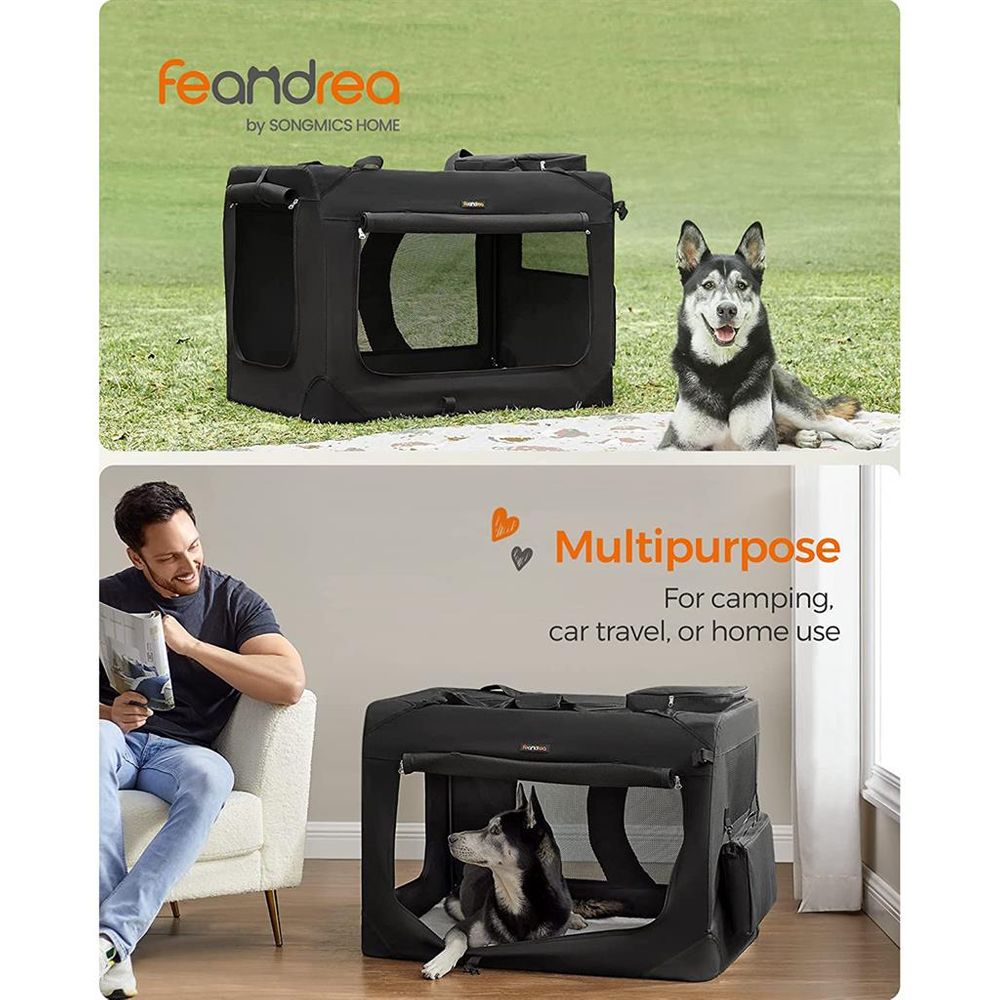 Dog Carrier Soft Sided Foldable Pet Travel Crate With Mesh Windows