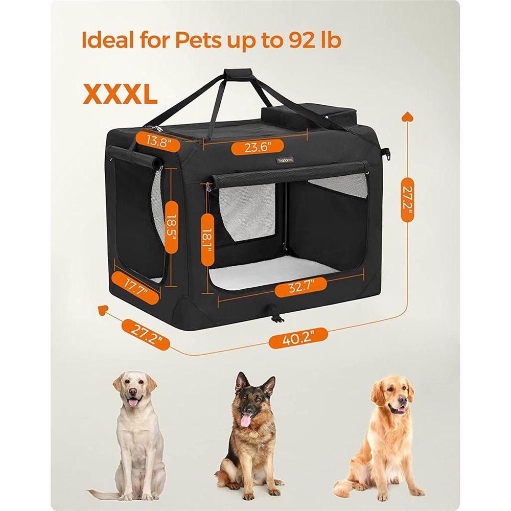 Dog Carrier Soft Sided Foldable Pet Travel Crate With Mesh Windows
