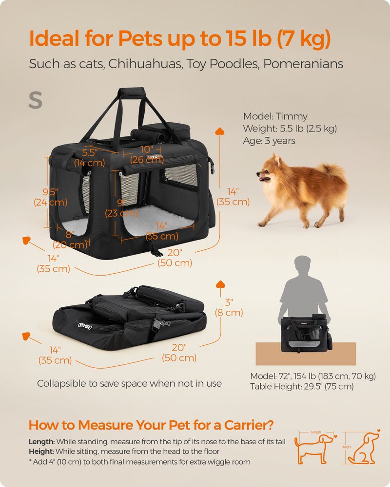 Dog Carrier Soft Sided Foldable Pet Travel Crate With Mesh Windows