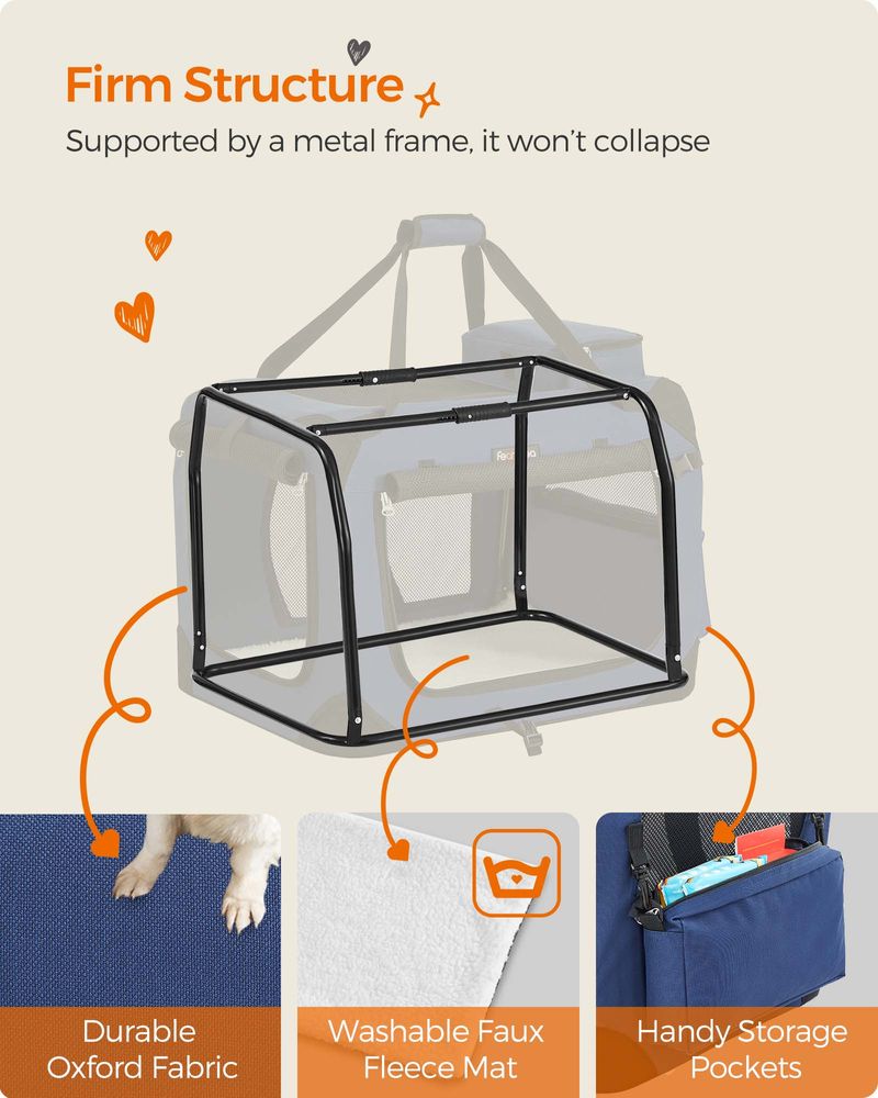 Dog Carrier Soft Sided Foldable Pet Travel Crate With Mesh Windows