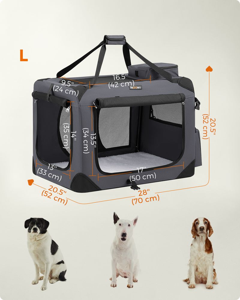 Dog Carrier Soft Sided Foldable Pet Travel Crate With Mesh Windows