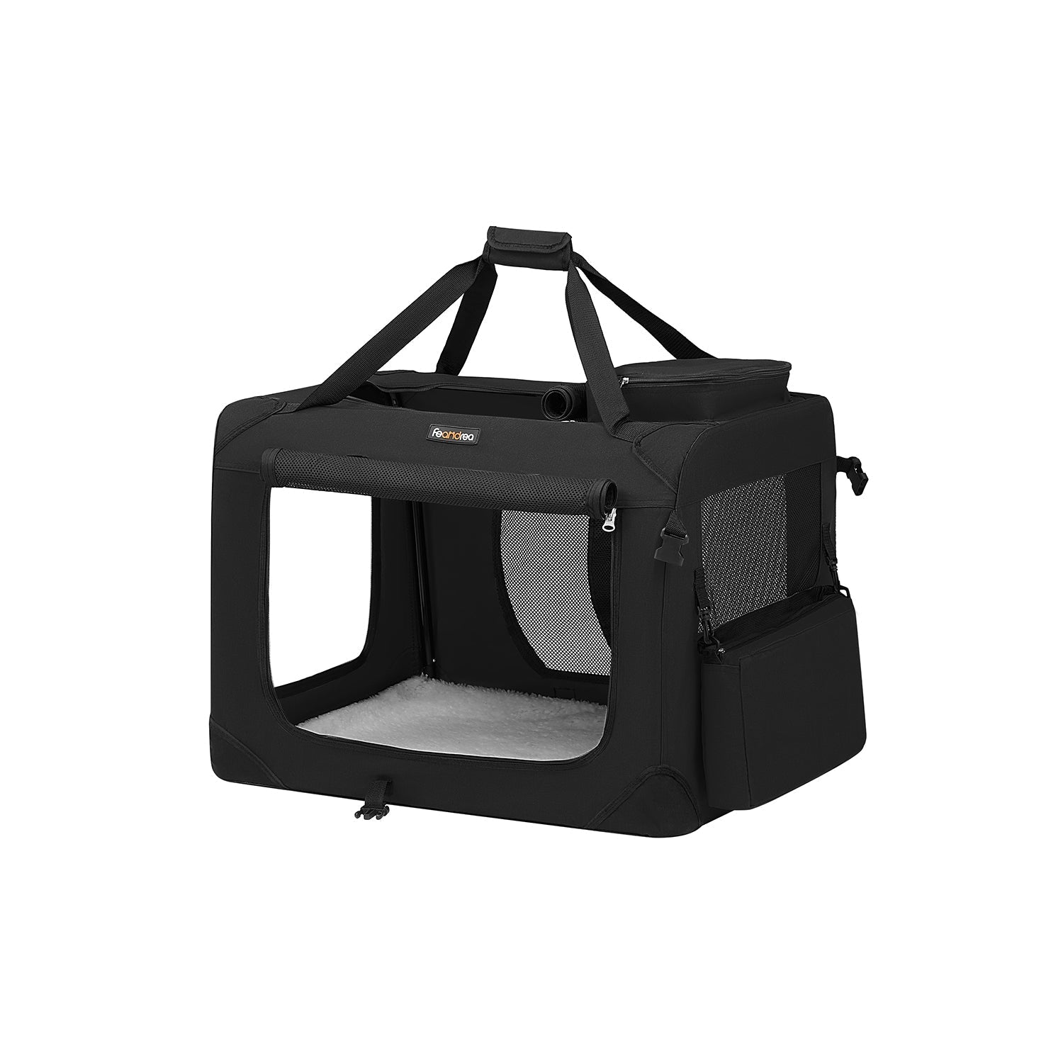 Dog Carrier Soft Sided Foldable Pet Travel Crate With Mesh Windows