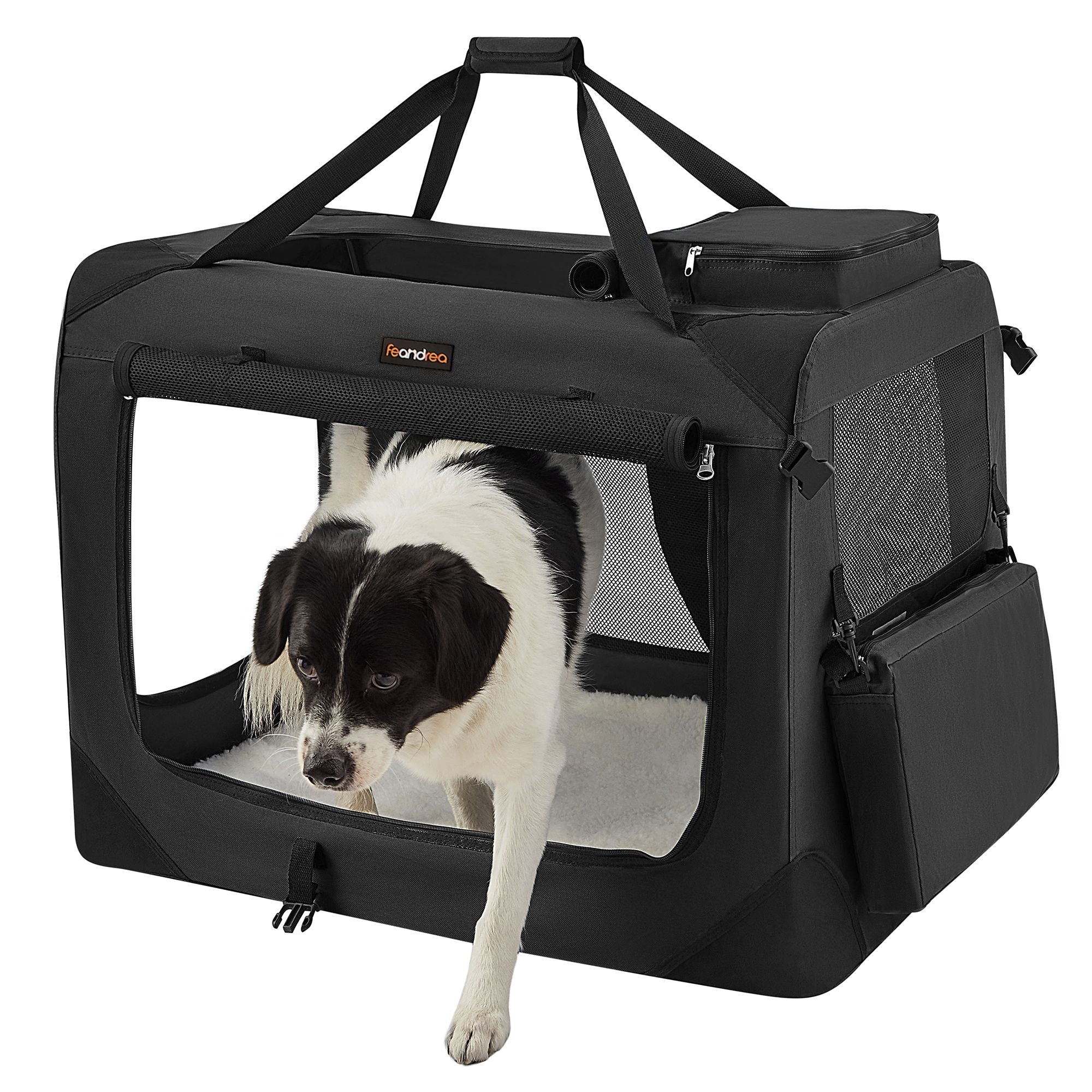 Dog Carrier Soft Sided Foldable Pet Travel Crate With Mesh Windows