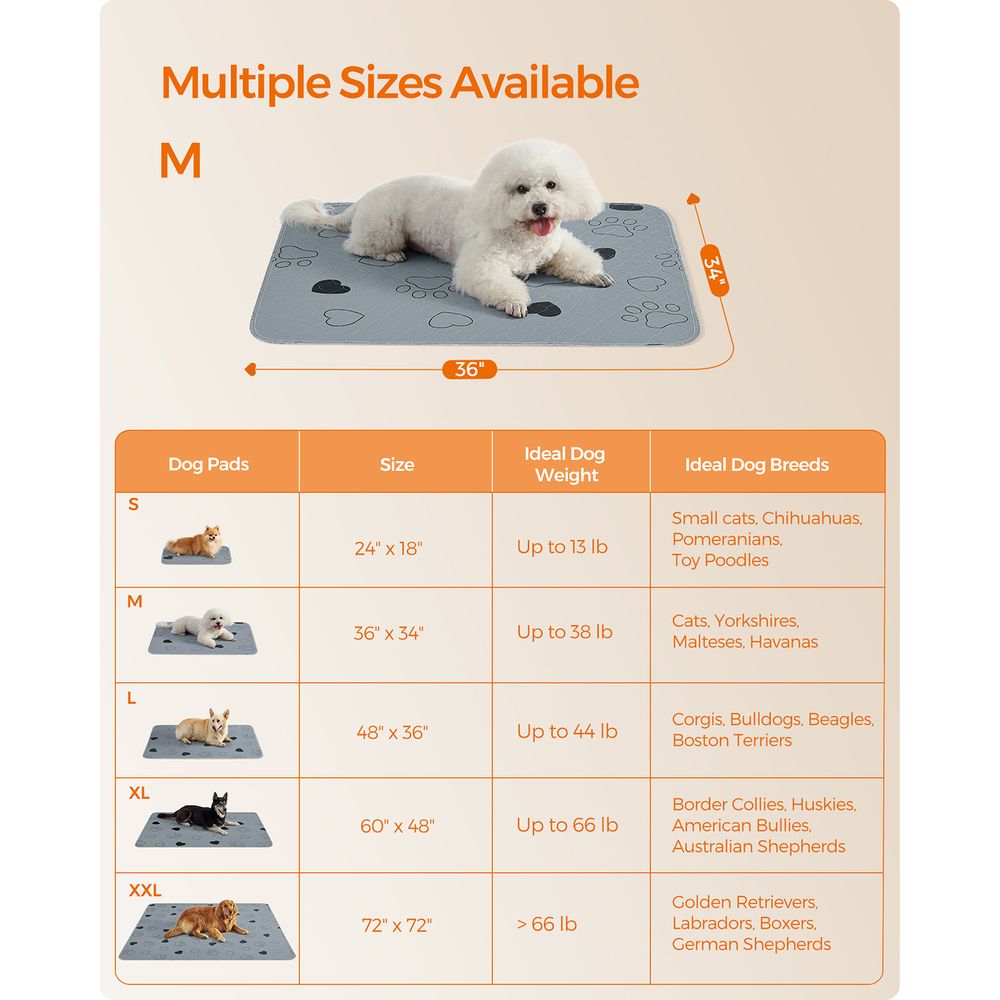 Washable Dog Pee Pads 2 Pack Reusable Training Pads Waterproof