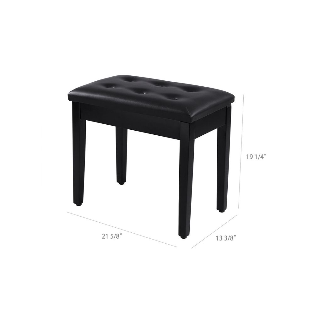 Piano Bench - Padded Cushion - With Storage Compartment