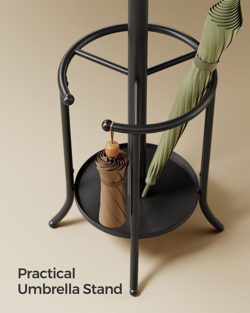 Coat Rack Freestanding - With Umbrella Holder - Entryway Stand