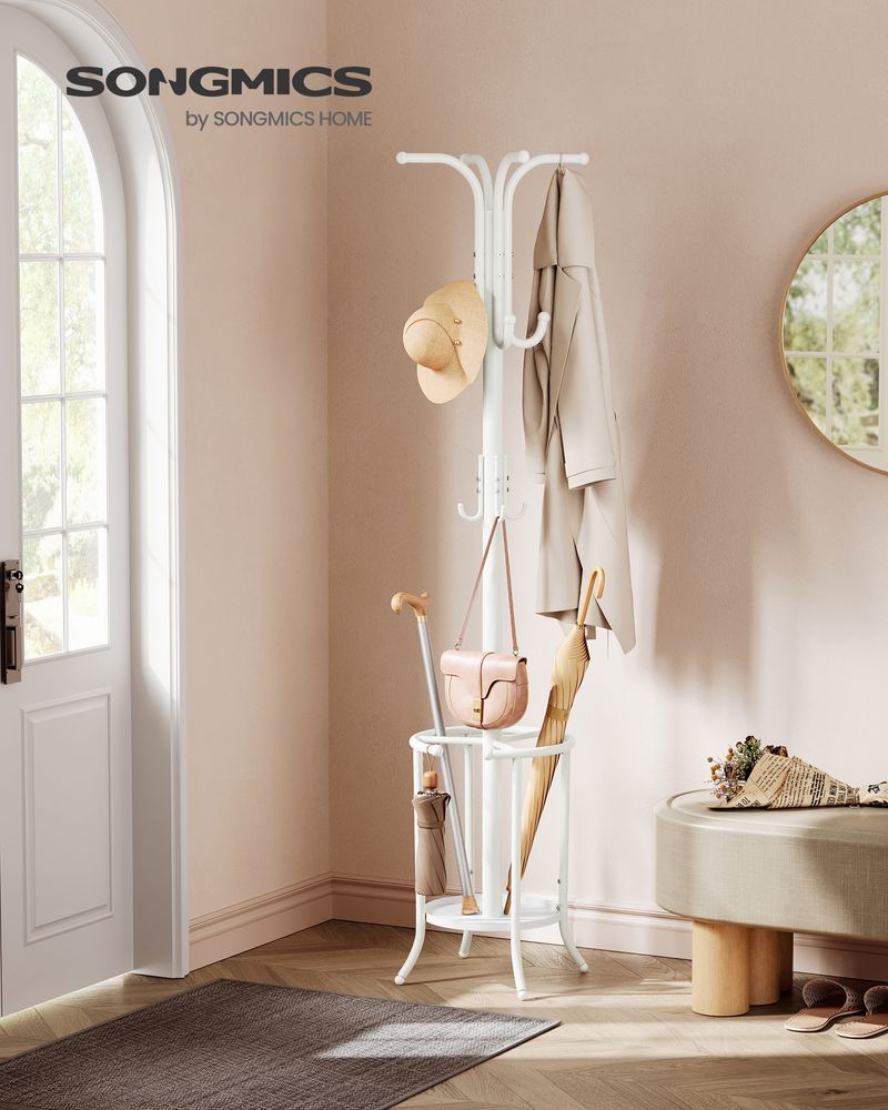 Coat Rack Freestanding - With Umbrella Holder - Entryway Stand